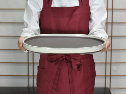 瀬戸焼クリーム12号小判水石(穴ナシ) 幅37cm×奥行き23.7cm×高さ3cm