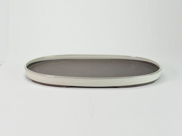瀬戸焼クリーム13号小判水石(穴ナシ) 幅41cm×奥行き28cm×高さ3cm