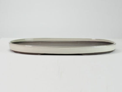 瀬戸焼クリーム13号小判水石(穴ナシ) 幅41cm×奥行き28cm×高さ3cm