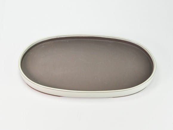 瀬戸焼クリーム14号小判水石(穴ナシ) 幅44.7cm×奥行き28.5cm×高さ3.2cm