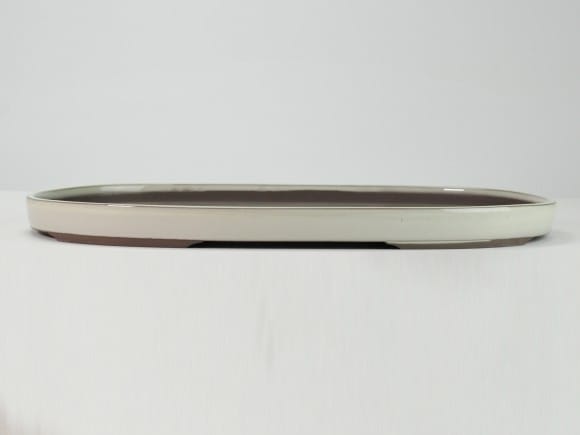 瀬戸焼クリーム14号小判水石(穴ナシ) 幅44.7cm×奥行き28.5cm×高さ3.2cm