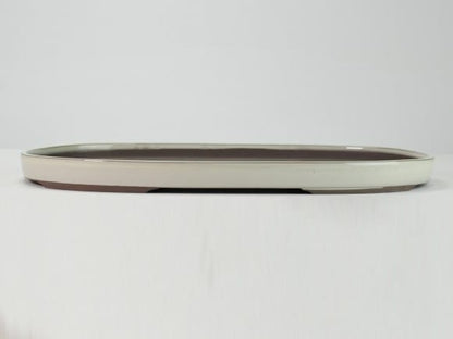 瀬戸焼クリーム14号小判水石(穴ナシ) 幅44.7cm×奥行き28.5cm×高さ3.2cm