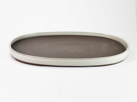 瀬戸焼クリーム15号小判水石(穴ナシ) 幅47.9cm×奥行き32cm×高さ3.3cm