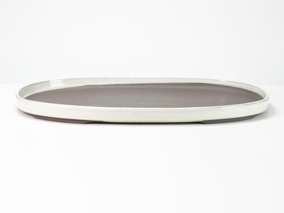 瀬戸焼クリーム21号小判水石(穴ナシ) 幅63.2cm×奥行き40cm×高さ4.3cm