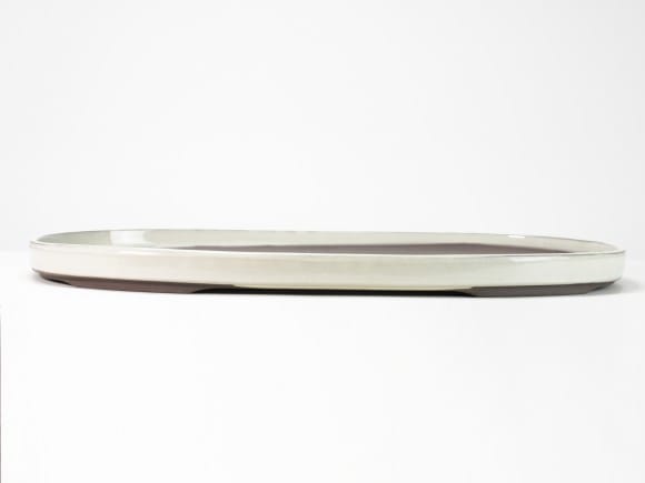 瀬戸焼クリーム21号小判水石(穴ナシ) 幅63.2cm×奥行き40cm×高さ4.3cm