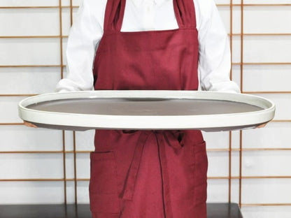 瀬戸焼クリーム21号小判水石(穴ナシ) 幅63.2cm×奥行き40cm×高さ4.3cm