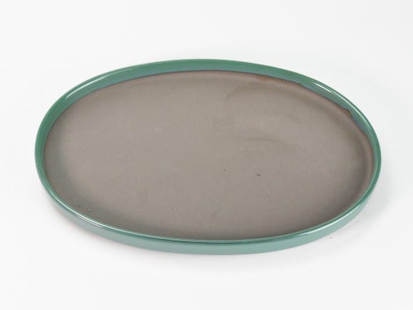瀬戸焼オリベ8号小判水石(穴ナシ) 幅25cm×奥行き17cm×高さ2.8cm