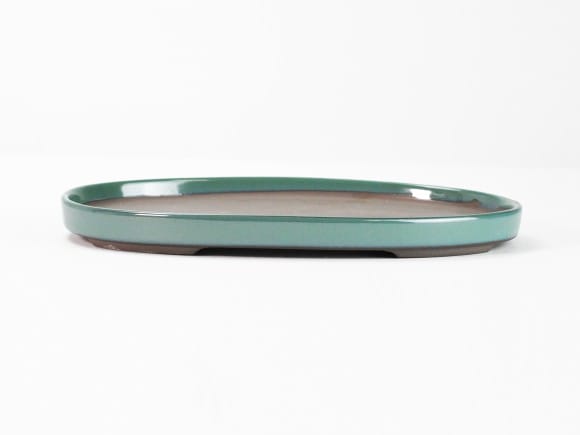 瀬戸焼オリベ8号小判水石(穴ナシ) 幅25cm×奥行き17cm×高さ2.8cm