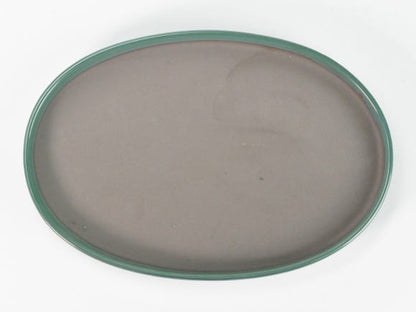 瀬戸焼オリベ8号小判水石(穴ナシ) 幅25cm×奥行き17cm×高さ2.8cm