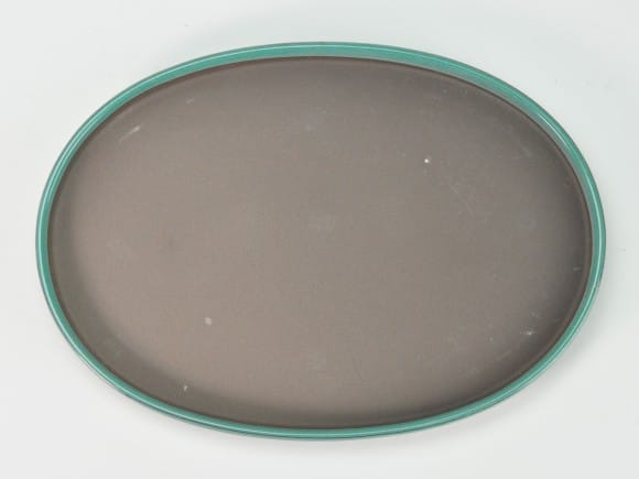 瀬戸焼オリベ9号小判水石(穴ナシ) 幅27.8cm×奥行き19cm×高さ2.8cm