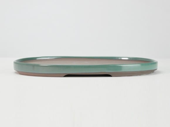 瀬戸焼オリベ10号小判水石(穴ナシ) 幅31cm×奥行き21cm×高さ2.8cm