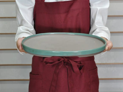 瀬戸焼オリベ10号小判水石(穴ナシ) 幅31cm×奥行き21cm×高さ2.8cm