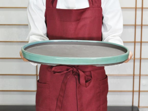 瀬戸焼オリベ13号小判水石(穴ナシ) 幅41cm×奥行き28cm×高さ3cm