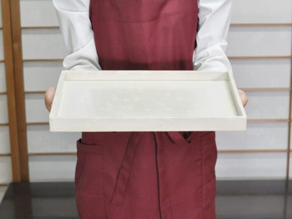 白11号長角手造り水石 幅34cm×奥行き24cm×高さ2.6cmを販売｜盆栽妙