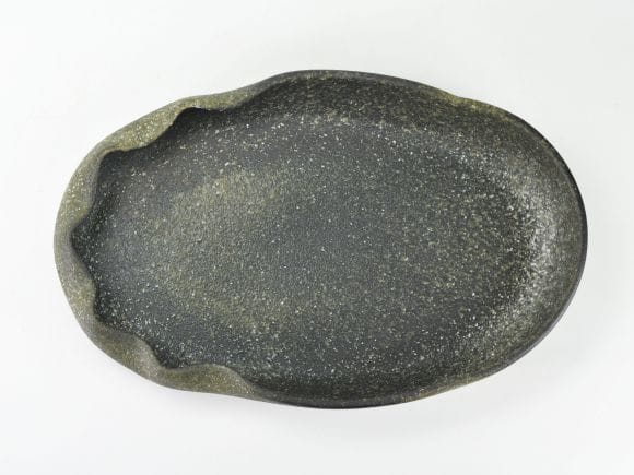 信楽焼】 窯肌変形小判水盤16号 幅48cm×奥行き32cm×高さ7cmの盆栽を
