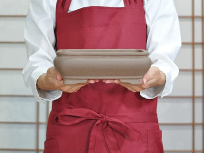 紫泥袋型帯胴 盆栽鉢 6号  鉢幅20cm×奥行き15cm×高さ7.5cm