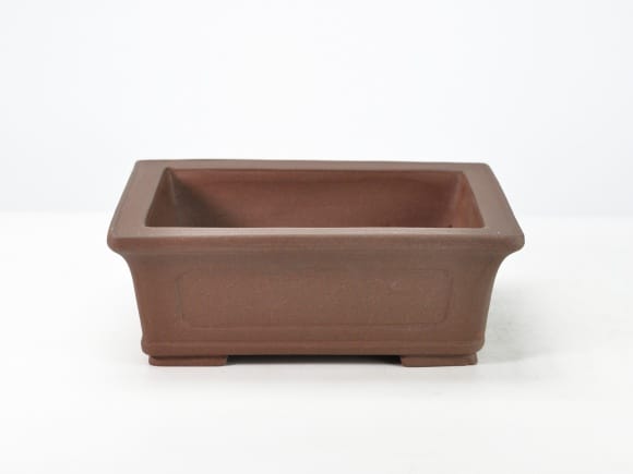 紫泥長方撫角 盆栽鉢 8号  鉢幅26cm×奥行き20cm×高さ9.5cm