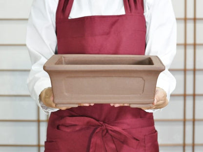 紫泥長方撫角 盆栽鉢 8号  鉢幅26cm×奥行き20cm×高さ9.5cm