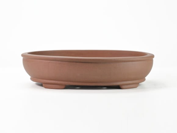 紫泥鉄鉢 丸形盆栽鉢 10号  鉢幅30cm×奥行き24cm×高さ7cm