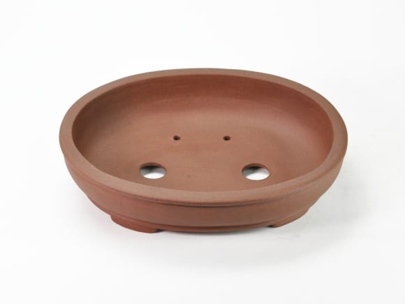 紫泥鉄鉢 丸形盆栽鉢 10号  鉢幅30cm×奥行き24cm×高さ7cm