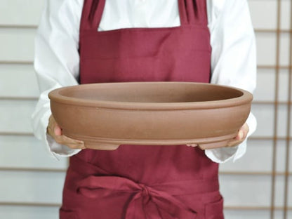 紫泥鉄鉢 丸形盆栽鉢 10号  鉢幅30cm×奥行き24cm×高さ7cm