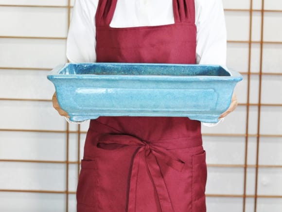 なまこ長方撫角 盆栽鉢 13号  鉢幅41cm×奥行き31cm×高さ10cm