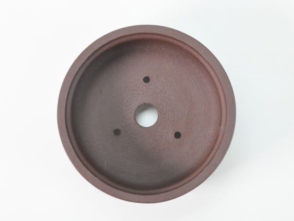袋型丸鉢 磨き泥物 盆栽鉢 茶  4号 鉢幅12cm×高さ5cm