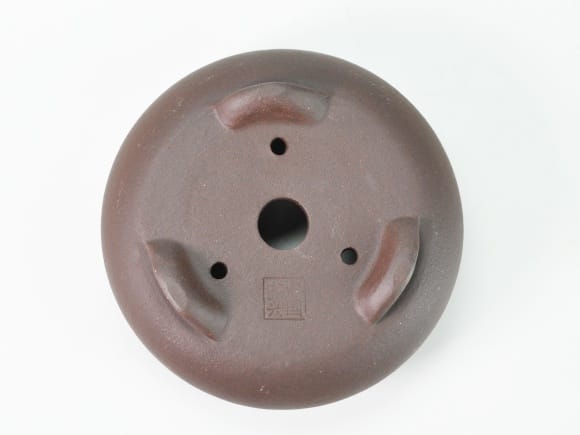 袋型丸鉢 磨き泥物 盆栽鉢 茶  4号 鉢幅12cm×高さ5cm