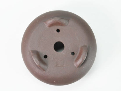 袋型丸鉢 磨き泥物 盆栽鉢 茶  4号 鉢幅12cm×高さ5cm