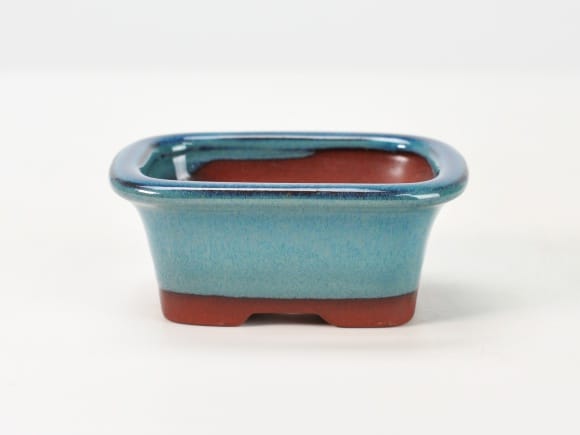 紺碧長方ソリ鉢 4号 鉢幅11cm×奥行き8cm×高さ4.5cm