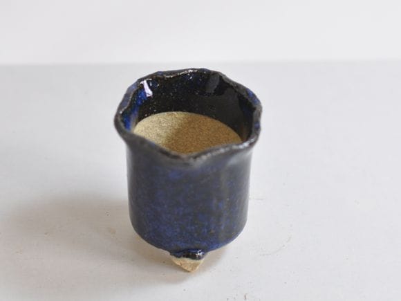 花型　足つき　深　【盆栽鉢】【2号】【信楽焼】
