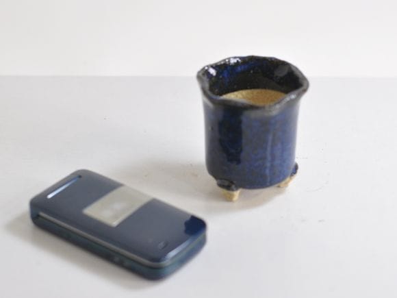 花型　足つき　深　【盆栽鉢】【2号】【信楽焼】