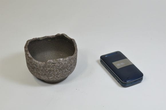 黒窯変松皮ちぎり尻丸　【山野草鉢】【3号】【信楽焼】